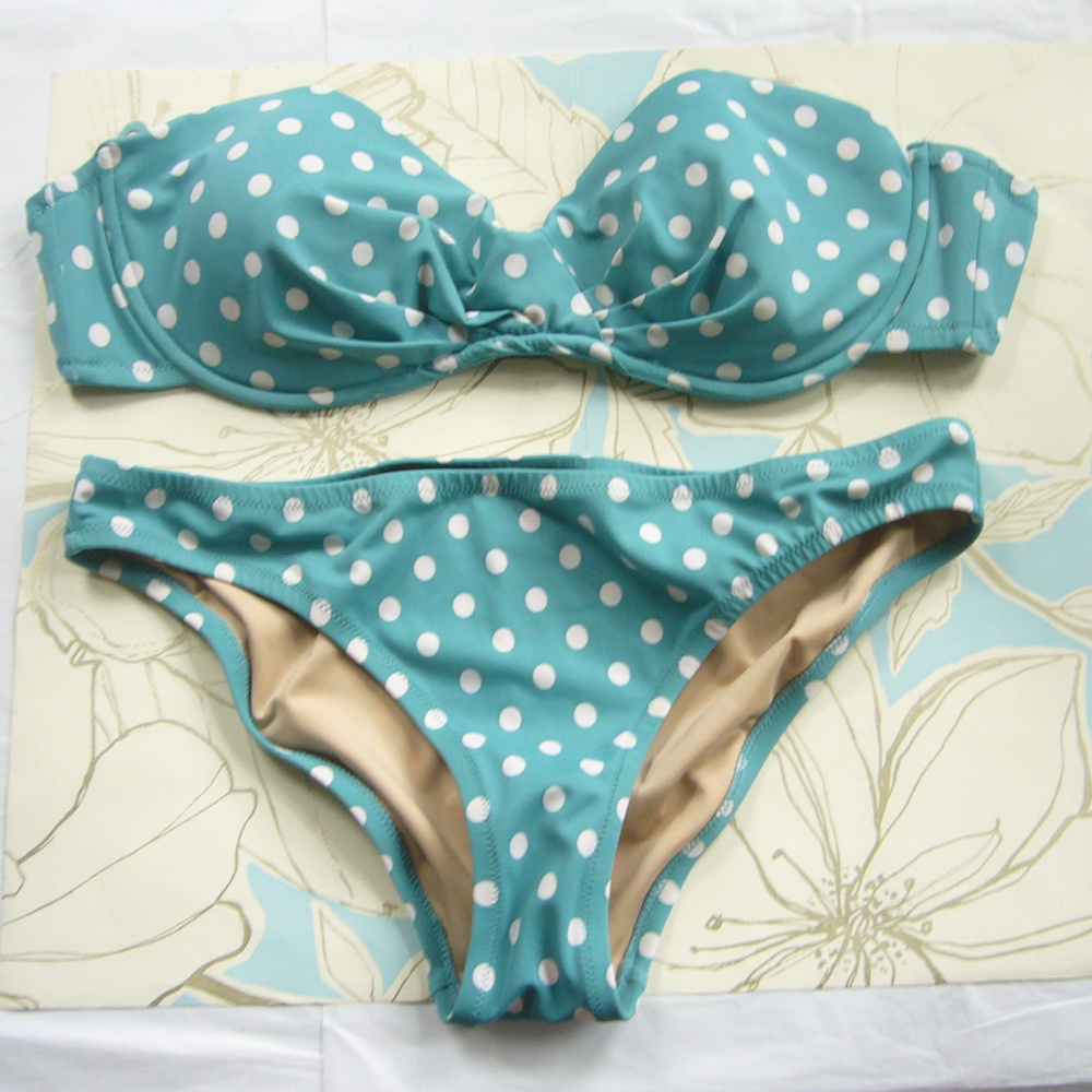 J Crew Blue White Polka Dot Bikini Set - Size